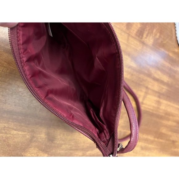 Burgundy Zigzag Chevron Quilted Crossbody Bag with Tassel - Picture 6 of 6